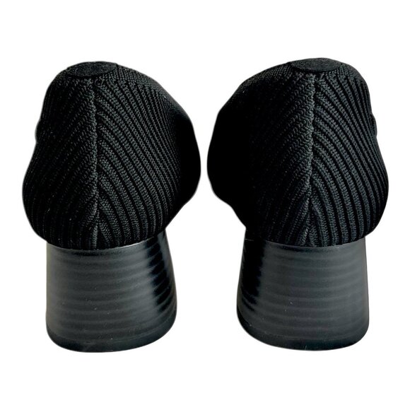 VIVAIA Women’s Black Ribbed Canvas Square-Toe Chunky Heel Pumps Size 5.5-6/ EU36 - Picture 8 of 9